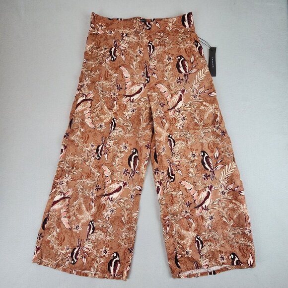 Tahari NEW 100% Linen Wide Leg Crop Pants Breezy Boat Pant Paisley Print sz Lg - Picture 2 of 12